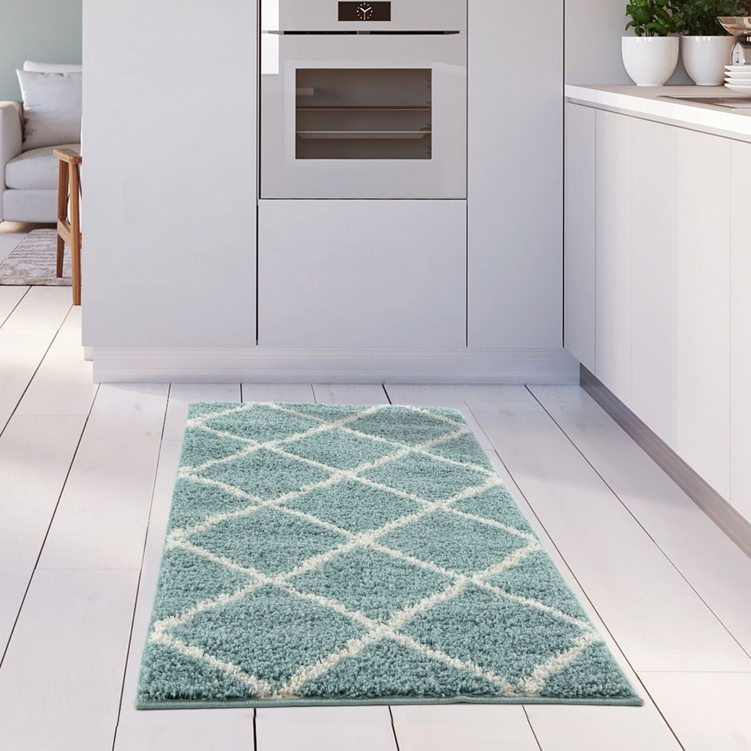 Moroccan Duck Egg Blue Shaggy Rug