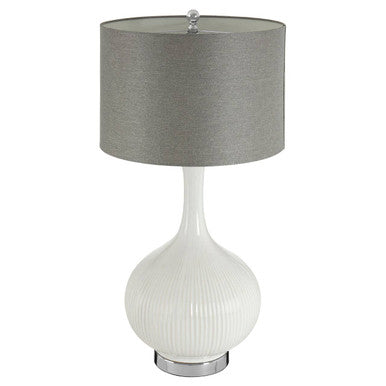 Pandora Fabric White Table Lamp