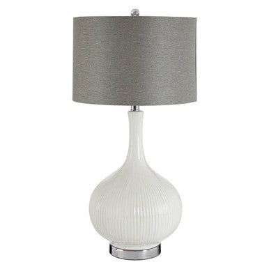 Pandora Fabric White Table Lamp