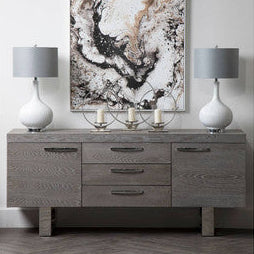 Pandora Fabric White Table Lamp