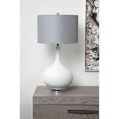 Pandora Fabric White Table Lamp