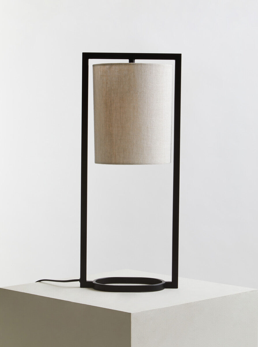Lara Black Metal Table Lamp With Grey Shade