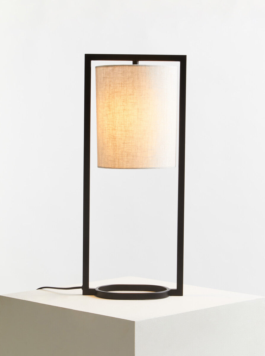 Lara Black Metal Table Lamp With Grey Shade