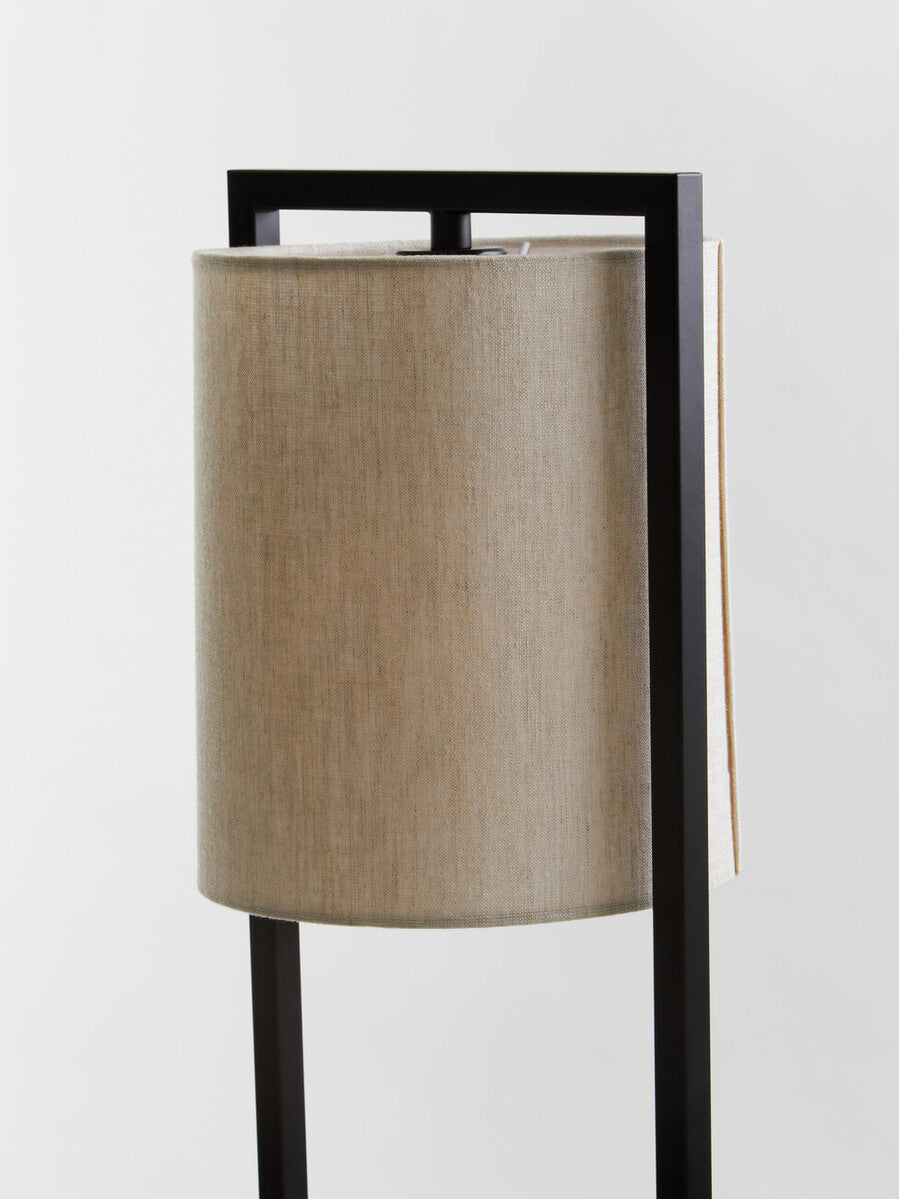 Lara Black Metal Table Lamp With Grey Shade