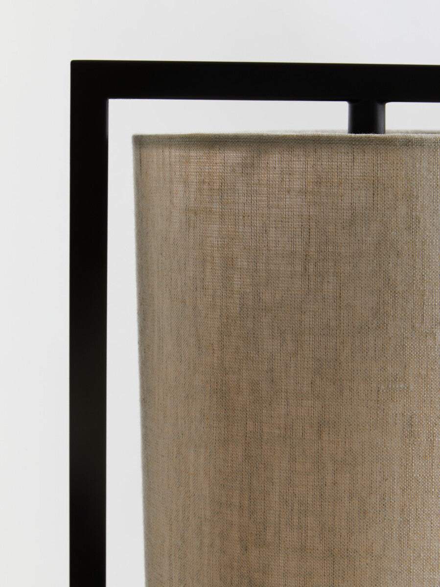 Lara Black Metal Table Lamp With Grey Shade