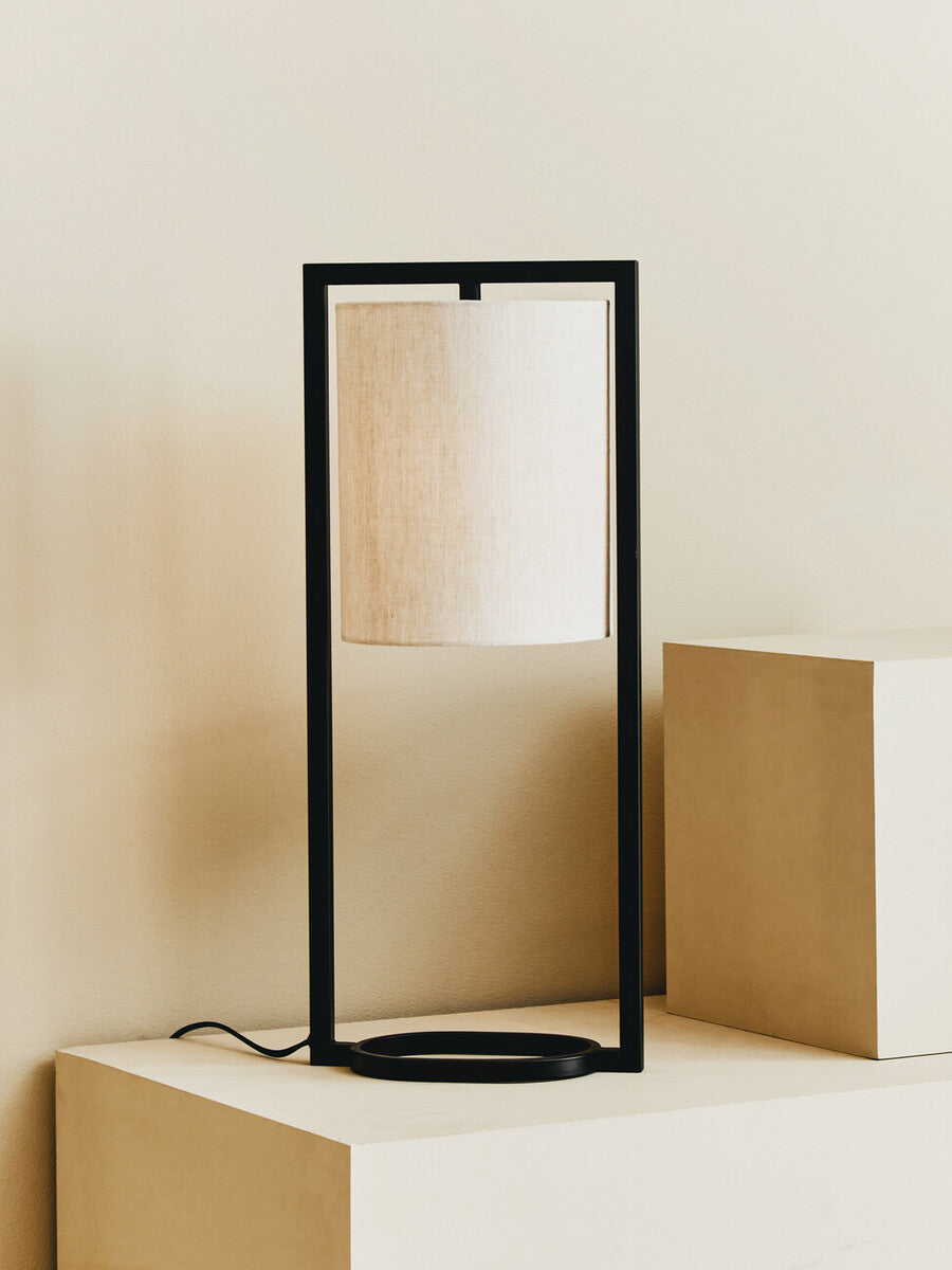 Lara Black Metal Table Lamp With Grey Shade