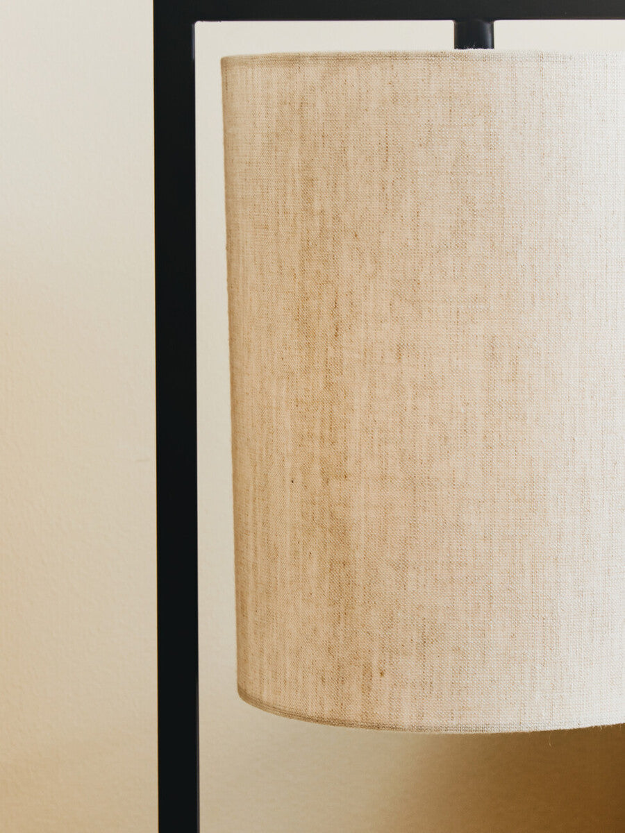 Lara Black Metal Table Lamp With Grey Shade