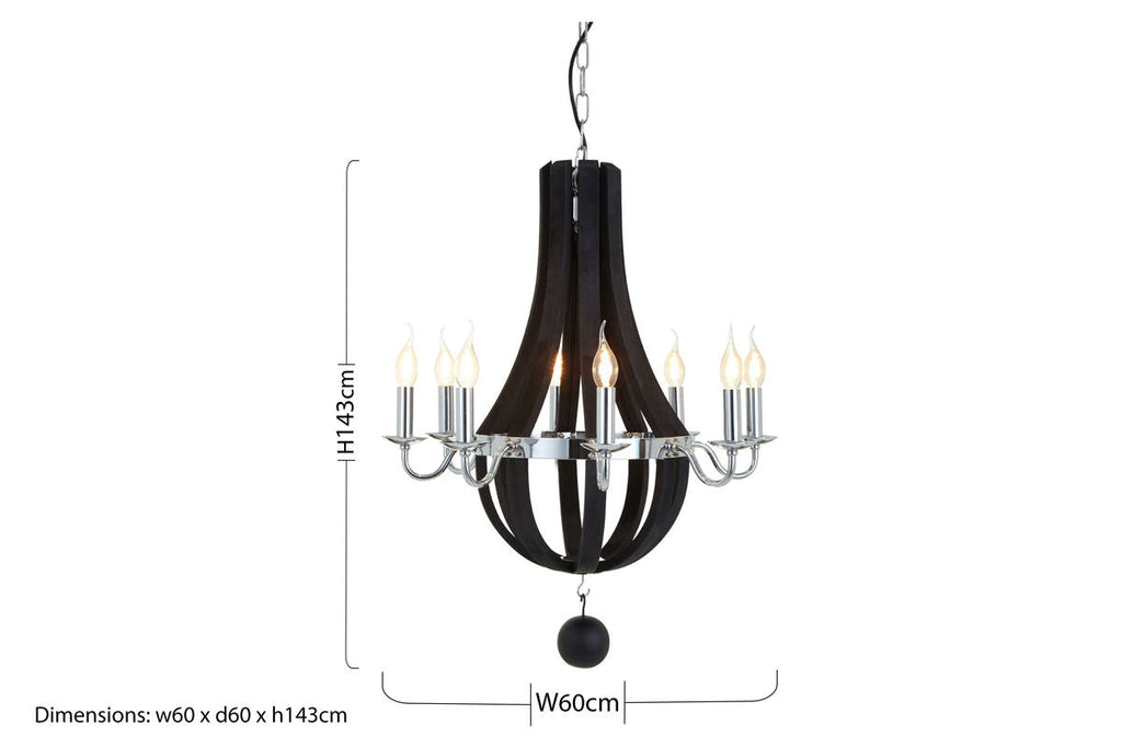 Kensington Townhouse Curved Glass Black Contemporary Chandelier