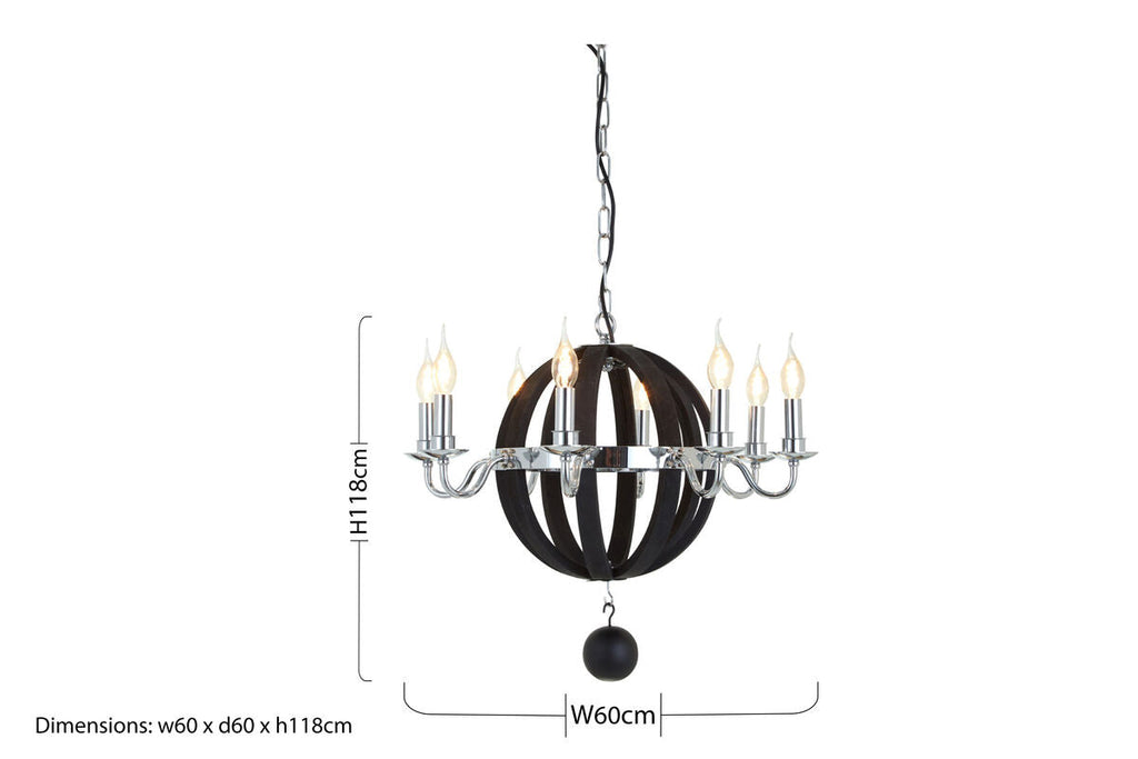 Kensington Townhouse Rounded Black Contemporary Chandelier