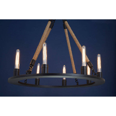 Hampstead 8 Bulbs Linen Black Chandelier