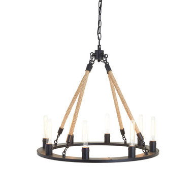 Hampstead 8 Bulbs Linen Black Chandelier