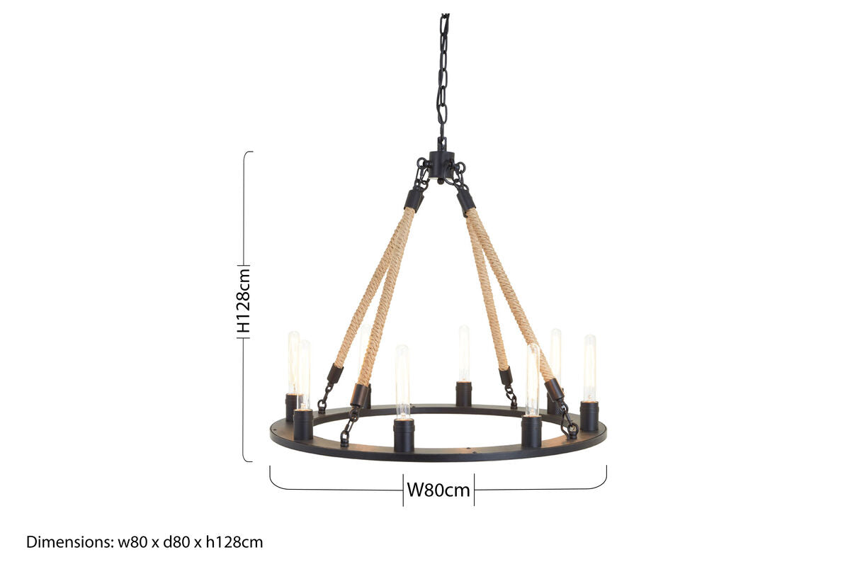 Hampstead 8 Bulbs Linen Black Chandelier