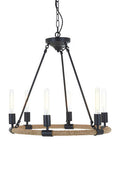 Hampstead 6 Bulb Linen Black Industrial Chandelier