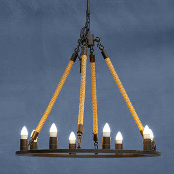 Hampstead 6 Bulb Linen Black Industrial Chandelier