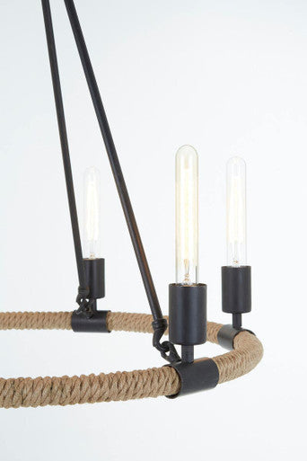 Hampstead 6 Bulb Linen Black Industrial Chandelier