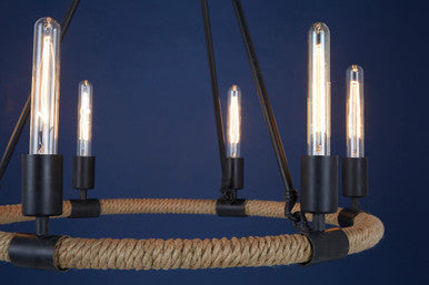 Hampstead 6 Bulb Linen Black Industrial Chandelier