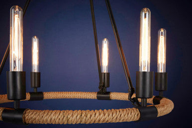 Hampstead 6 Bulb Linen Black Industrial Chandelier