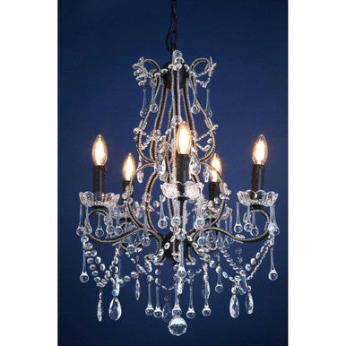 Kensington Townhouse 5 Bulbs Glass Black Chandelier