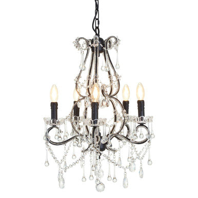 Kensington Townhouse 5 Bulbs Glass Black Chandelier