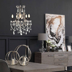 Kensington Townhouse 5 Bulbs Glass Black Chandelier
