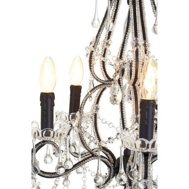 Kensington Townhouse 5 Bulbs Glass Black Chandelier