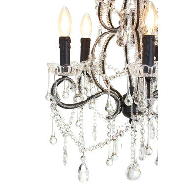 Kensington Townhouse 5 Bulbs Glass Black Chandelier