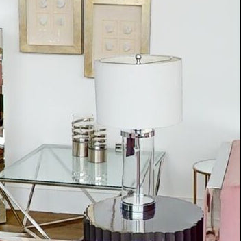 Franklyn Glass Table Lamp With Cream Shade