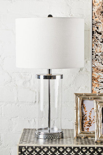 Franklyn Glass Table Lamp With Cream Shade