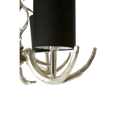 Stag 4 Light Antler Fabric Black Rustic Chandelier