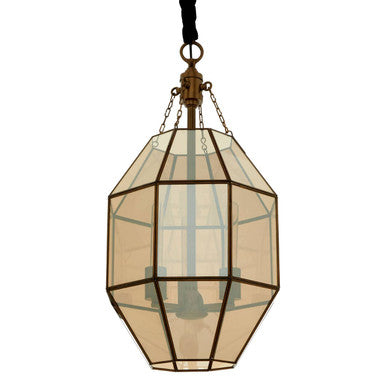 Calissa Polygonal Glass Brass Pendant Light