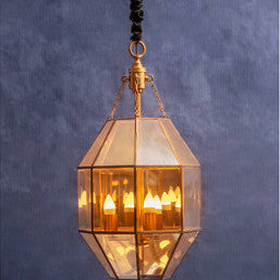 Calissa Polygonal Glass Brass Pendant Light