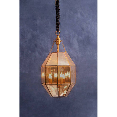 Calissa Polygonal Glass Brass Pendant Light