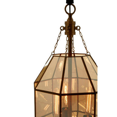 Calissa Polygonal Glass Brass Pendant Light