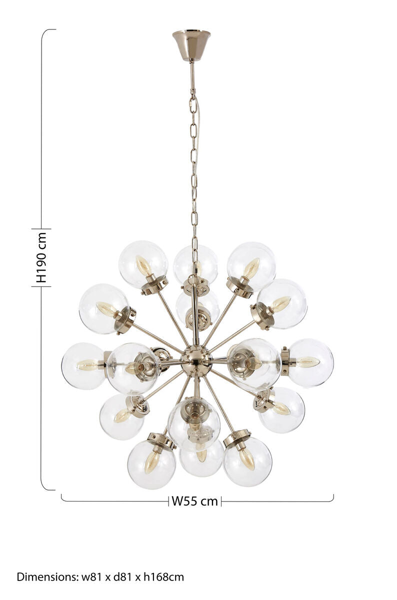 Asterid 18 Light Glass Silver Ceiling Light