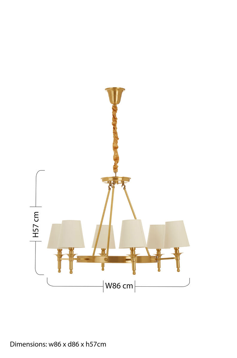 Zina 6 Arm Linen White Contemporary Ceiling Light