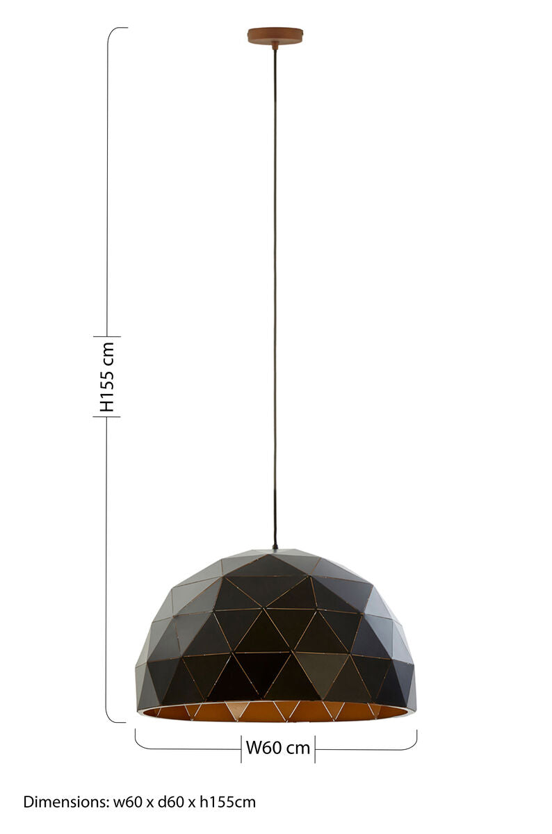 Mateo Large Black & Copper Dome Pendant Light