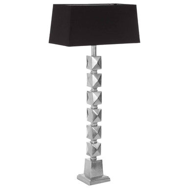 Macey Faceted Fabric Black Table Lamp