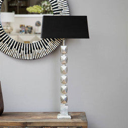 Macey Faceted Fabric Black Table Lamp