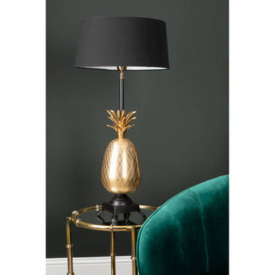 Boho Pineapple Fabric Black Bohemian Table Lamp