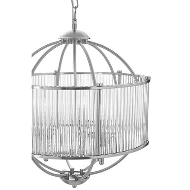 Abira Glass Silver Contemporary Pendant Light