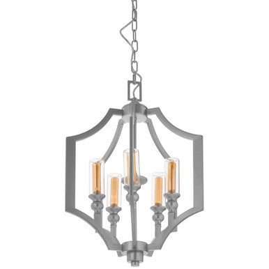Alka 5 Bulb Glass Chrome Contemporary Pendant Light