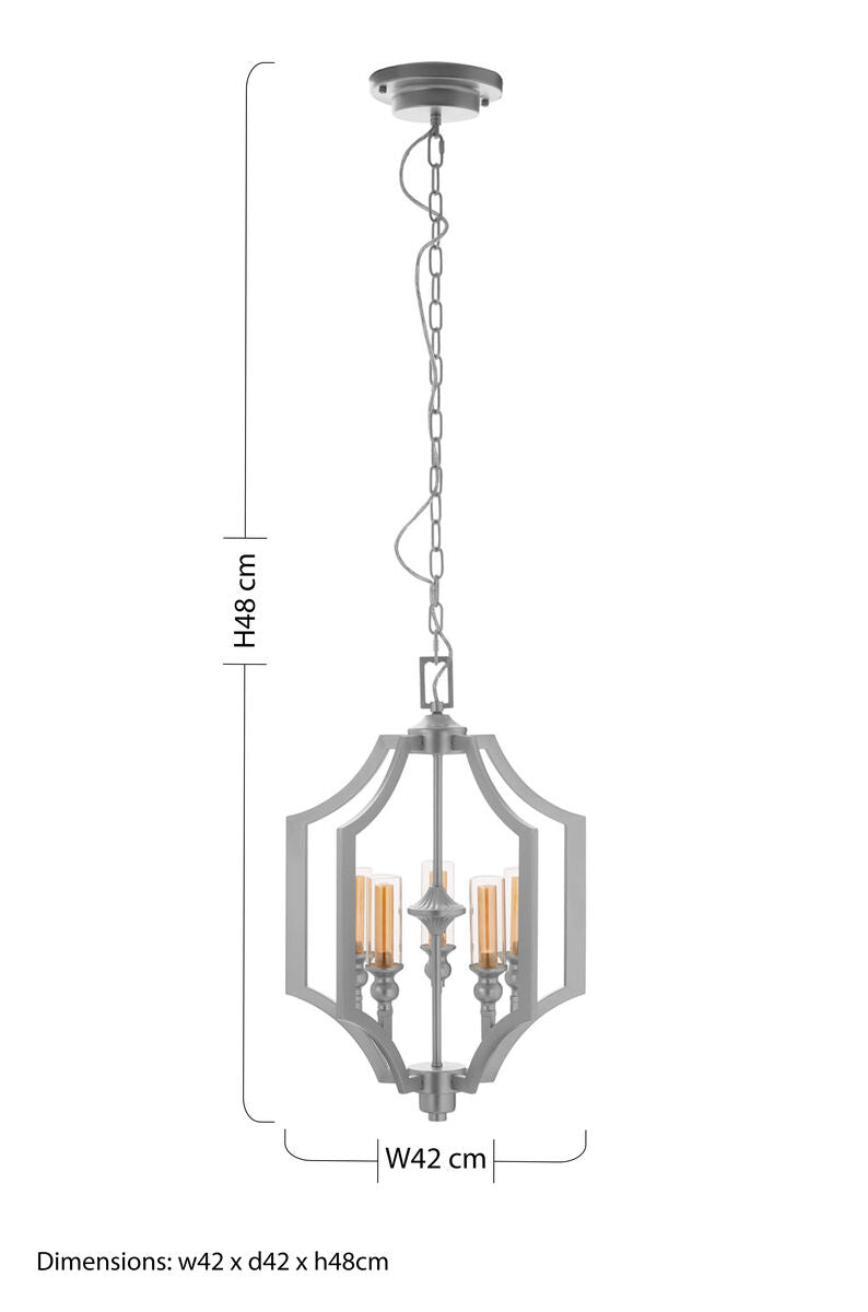 Alka 5 Bulb Glass Chrome Contemporary Pendant Light