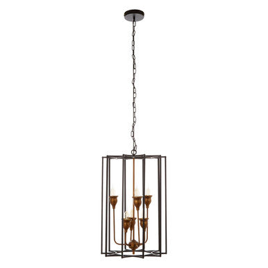 Allas 6 Bulb Iron Matte Black Pendant Light