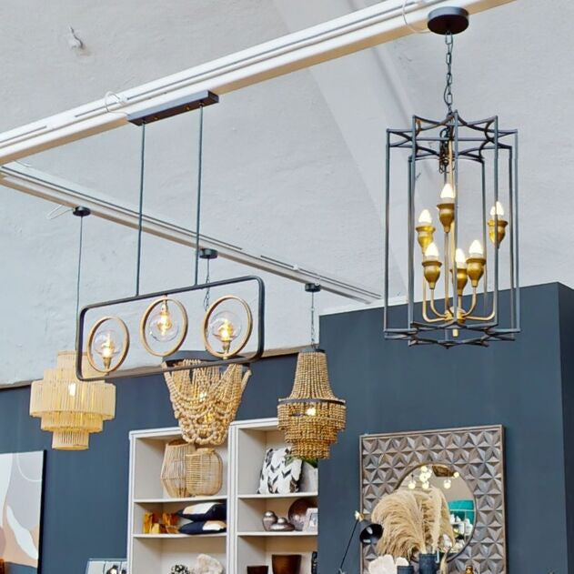 Allas 6 Bulb Iron Matte Black Pendant Light