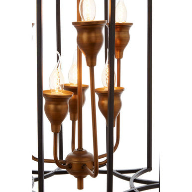 Allas 6 Bulb Iron Matte Black Pendant Light