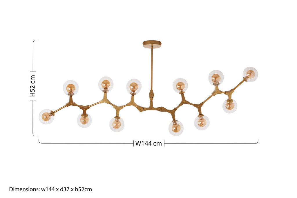 Abira 12 Arm Gold Pendant Light