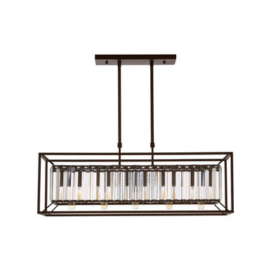 Akiko 5 Bulb Dark Bronze & Glass Ceiling Light