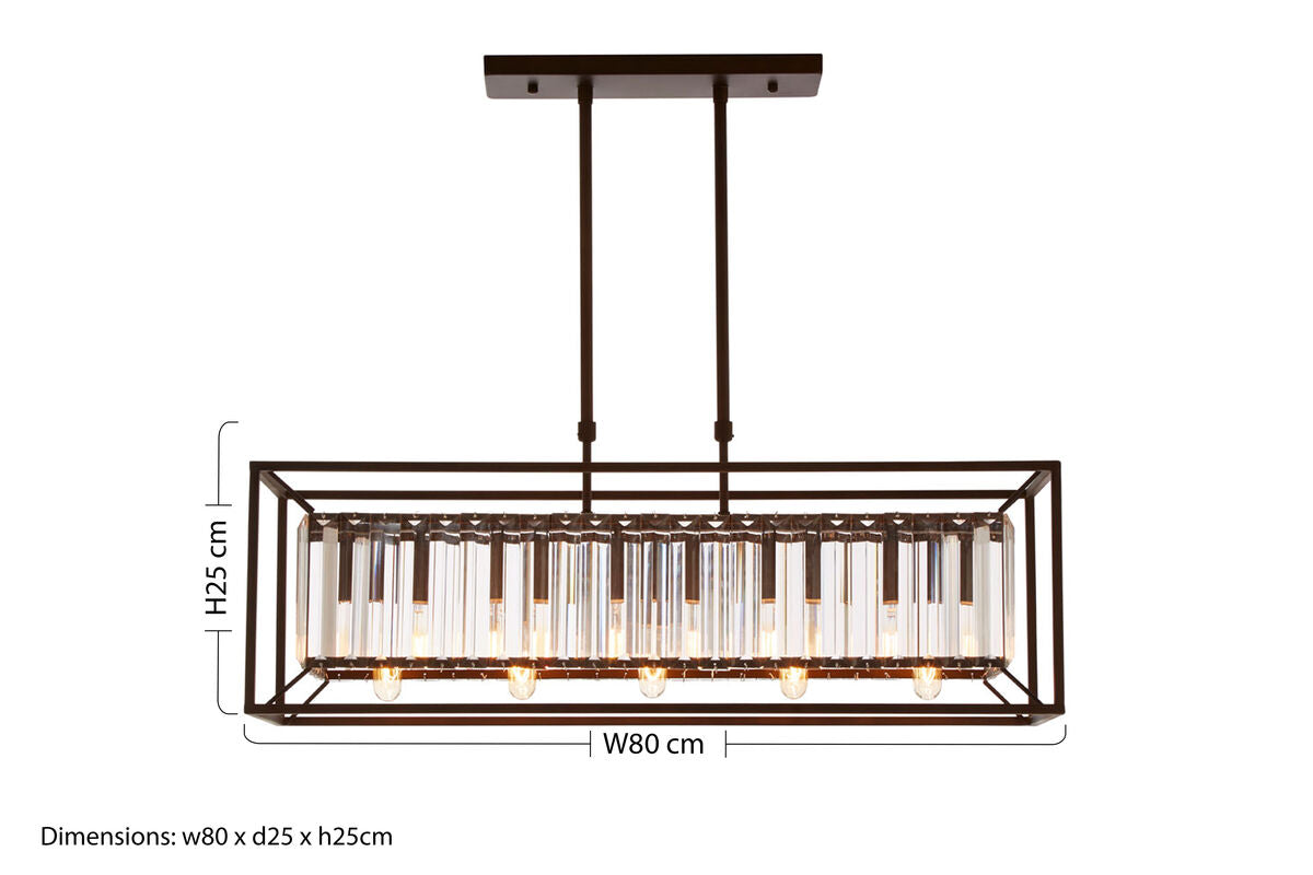 Akiko 5 Bulb Dark Bronze & Glass Ceiling Light