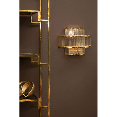 Salasco 3 Tier Glass Wall Light With Warm Metal Iron Frame