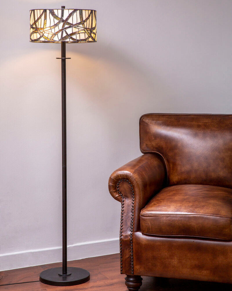 Waldorf Branch Leather Grey Floor Lamp